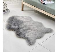WEIDD Faux Sheepskin, Lambskin Fur Rug | Fluffy Rug for the Bedroom, Living Room or Nursery | Furry Carpet or Throw for Chairs, Stools and Couches ，light grey 40x60cm shaped
