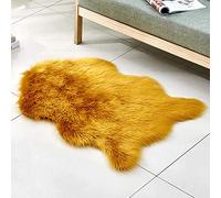 WEIDD Faux Sheepskin Rug,Fur Faux Fleece Fluffy Area Rugs Anti-Skid Yoga Carpet for Living Room Bedroom Sofa Floor Rugs，Yellow camel 60x160cm shaped