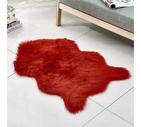 WEIDD Faux Sheepskin Rugs Faux Fleece Chair Cover Seat Pad Soft Fluffy Shaggy Area Rugs For Bedroom Sofa Floor,Big red 40x60cm shaped