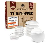 WEIDEBACH® 12x Discreet Door Handle Stopper Mix White & Transparent, Door Wall Protector self-Adhesive 0.79x0.2 in / 1.57x0.31 in, Plastic Door Stopper, Door Bumper Pads, Rubber Wall Door Stop