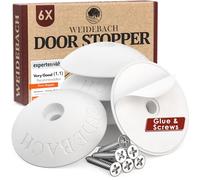 WEIDEBACH® 6 x Door buffers Including 6 x dowels and 6 x Screws Plus self-Adhesive Function, Door Stopper Wall Perfect for Uneven Wall Surfaces, Robust Wall Protection Door Handle, Wall Buffer