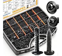 weideer 1095pcs #8#10 Self Tapping Screws,M2 M3 M4 Self-Tapping Wood Screws,Black Oxide Truss Head and Phillips Pan Head Self Tapper Screw Assortment Kit