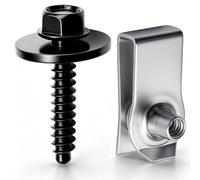 weideer 50PCS M4.2-1.41 Universal Fender Liner Bolt Screw U Nuts Kit,Engine Splash Shield Hex Head Screw U Clips,Automotive Body Screws Clips