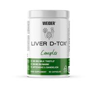 Weider Liver D-Tox Complex (90 Capsules) Extracts of Milk Thistle with 80% de Silymarin, Dandelion and Artichoke, with Choline and Vitamin B6, Vegan (45 Servings)