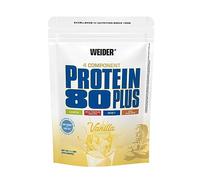 Weider Protein 80 Plus (500 g) Vanilla Flavor Multi-Protein Source: Casein, Milk Protein Isolate, Whey, Egg Albumin, Powder for Creamy Low Fat and Low Sugar Shakes, Delicious Taste