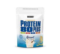 Weider Protein 80 Plus Protein Powder, Coconut, 4 Multi Component High Quality Protein Sources, Low Fat & Sugar, 500g
