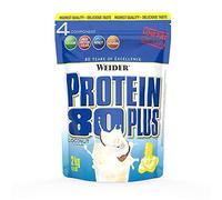 Weider Protein 80 Plus Protein Powder, Coconut, 4 Multi Component High Quality Protein Sources, Low Fat & Sugar, 2kg
