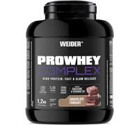 Weider ProWhey Complex (1,2kg) Chocolate-Fondant Flavour. Formula Based on Whey Protein Concentrate & Isolate + Casein, with 3,4g BCAA/Serving, Creatine, L-Glutamine, MCTs, Vitamin B6, Bromelain