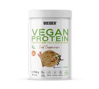 Weider Vegan Protein (750g) Iced Cappuccino Flavour. 23g Protein/dose, Pea Isolate (Pisane) & Rice Protein. with Vitamin B12 & Stevia. Gluten Free, Sugar Free. Packaging 50% Recycled 100% Recyclable