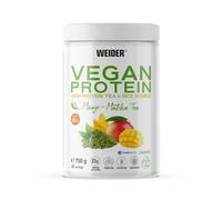 Weider Vegan Protein (750g) Mango-Matcha Flavour. 23g Protein/dose, Pea Isolate (Pisane) & Rice Protein. with Vitamin B12 & Stevia. Gluten Free, Sugar Free. Packaging 50% Recycled 100% Recyclable