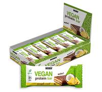 Weider Vegan Protein Bar (12x35g) Pineapple-Coconut Flavour. 100% Vegan Wafer Bar with 30% Pea and Rice Proteins, Crispy and Coated with Dark Chocolate. Palm oil free