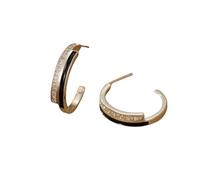 WEIDISI S925 silver needle black oil drop earrings for women | Micro-inlaid zircon embellishment | Personalized and fashionable C-shaped earrings gift., Applicable, Copper Created Cubic Zirconia