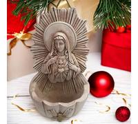 WEIDN Resins Holy Water Font Wall Mount with Key Storage Organizers, Virgin Religious Catholic Wall Hanging Statue Sculpture Church Wall Hanging Decor for First Communion, Confirmation