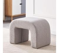 WEIDPHL Fuzzy Sherpa Upholstered Ottoman Bench, Ottoman Bench End of Bed, Modern Upholstered Bench, Modern Fabric Arched Bench, Vanity Bench Stools for Living Room Bedroom Entryway,Gray,Large