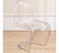 WEIDPHL PP Plastic Footstool Rest Seat, Minimalist Style Ottomans Footstool, Makeup Chairs, Stackable Plastic Backrest Chair, Home Dining Chairs for Living Room,Vanity,Transparent