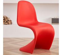 WEIDPHL PP Plastic Footstool Rest Seat, Minimalist Style Ottomans Footstool, Makeup Chairs, Stackable Plastic Backrest Chair, Home Dining Chairs for Living Room,Vanity,Red