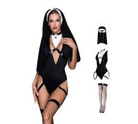 WeiDuoLuo Women's Adult Sexy Nun Costume Halloween Cosplay Sister Uniform Lingerie Sets