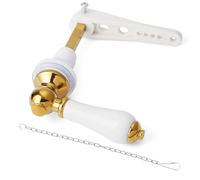 Weielt Ceramic Toilet Flush Handle Eeplacement Kit Zinc Alloy Metal Toilet Handle Replacement, Toilet Cistern Lever Arm with Chain - Adjustable Arm (Dark Gold)