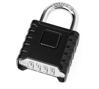Weielt Heavy Duty Combination Padlocks Outdoor, 52mm Stainless Steel 4 Digit Locker Code Padlock Weatherproof with Hardened Steel 8mm Diameter Shackle for Gates, Shed, Fence, Warehouse (Black)