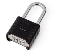 Weielt Heavy Duty Combination Padlocks Outdoor, 52mm Stainless Steel 4 Digit Locker Code Padlock Weatherproof with Hardened Steel 8mm Diameter Shackle for Gates, Shed, Fence, Warehouse (Black-Long)