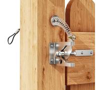 Weielt Self Locking Fence Gate Latch Carbon Steel Silver/Lock Post Mount with Stainless Steel Spring Cable Pull Adjustable Gate Latch Cable Pull for Metal Wooden Fences (1, Galvanized Silver)