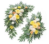 WEIERYUE Artificial Wedding Arch Flowers Kit(Pack of 2) for Wedding Arch, Bridal Shower, Ceremony and Reception Backdrop Decoration (Gentle Creamy Yellow)