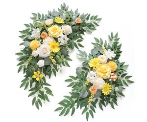 WEIERYUE Artificial Wedding Arch Flowers Kit(Pack of 2) for Wedding Arch, Bridal Shower, Ceremony and Reception Backdrop Decoration (Gentle Creamy Yellow)