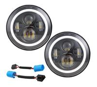WEIFANAA Front Light Assembly 2pc For Jeep For Wrangler 7Inch Round DRL Turn Signal Halo Headlights With 9007 H4 Adapter 7" Led Headlight(Black)