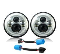 WEIFANAA Front Light Assembly 2pc For Jeep For Wrangler 7Inch Round DRL Turn Signal Halo Headlights With 9007 H4 Adapter 7" Led Headlight(Chrome)