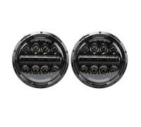WEIFANAA Front Light Assembly 2Psc For 1992~2001 For AM For General For Hummer 7 Inch LED Headlight H4 Hi-Lo With Halo Angel Eyes(80w black)