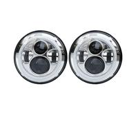WEIFANAA Front Light Assembly 2Psc For 1997~2006 For Jeep For Wrangler TJ 2 Door 7 Inch LED Headlight H4 Hi-Lo With Halo Angel Eyes(45w halo light silve)