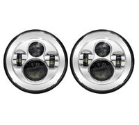 WEIFANAA Front Light Assembly 2Psc For Land For Rover For Defender 90 7 Inch LED Headlight H4 Hi-Lo With Halo Angel Eyes(40w chrome)