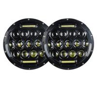 WEIFANAA Front Light Assembly 2Psc For Land For Rover For Defender 90 7 Inch LED Headlight H4 Hi-Lo With Halo Angel Eyes(75w black)