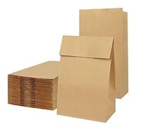 Weifeng 100 Pcs Brown Kraft Paper Bags, 13 x 7 x 22 cm Small Gift Bags for Party, Birthday, Candy, Lunch, Sandwich, Take Away Food (5.1 x 2.8 x 8.7 Inch)