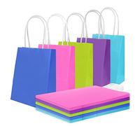 Weifeng 50pcs Small Gift Bags with Handles, 11.5*6*15cm Paper Bags Small for Presents, Party Bags Multipack for Kids Party, Paper Bags for Sweet,Snack,Birthday and Wedding（4.52*2.36*5.90 Inch）