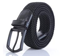 Weifert Men's Stretch Woven 1.3" Wide Elastic Braided Belts, Black 4, 30-32