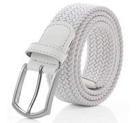 Weifert Men's Stretch Woven 1.3"Wide Elastic Braided Belts, White, 38-40