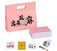 WEIGANGFANG Chinese Mahjong Set with 144 Tiles Portable Travel Board Game for Adults Includes 44cm Play Mat 4 Dice Betting Chips Storage Bag for Parties & Travel