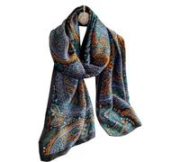 WEIGEER Silk Scarf Women Blue-orange Shawl Stain Neckerchief Head Wraps Thin Scarf Ladies Beach Shawl Vintage Painting Bridal Belt Chiffon Muslin cashew Cloth Birthday gifts