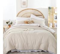weigelia Queen Comforter Set Boho Bed Bedding 7PC Beige Comforter Queen Size Soft All Season Microfiber Comforter with Fitted Sheets, Flat Sheets, Pillow Shams, and Pillowcases