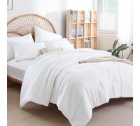 weigelia Queen Comforter Set White Comforter Boho Solid Color Bedding for All Season Soft Lightweight Microfiber 3PCS Reversible Comforter Set (1 Comforter, 2 Pillowcases)
