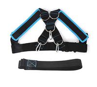 Weight Bearing Shoulder Strap Harness Vest Bands with Pulling Strap for Sled Tire Pulling Strength Training Core Endurance Leg Workout Adjustable Nylon Material (Black Blue)