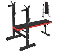 Weight Bench with Height-Adjustable Barbell Rack, Folding Bench Press Workout Bench with Dip Station, Weight Lifting Strength Training Bench for Home Gym