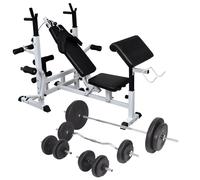 Weight Bench with Weight Rack Barbell and Dumbbell Set Weight Bench vidaXL