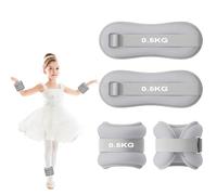 Weight Cuffs, 2 Pieces, Adjustable Weights for Legs and Arms, 0.5 kg Wrist Weights and Foot Weights for Children, Dancing, Movement and Beginners, Running, Aerobics (Grey-0.5 kg)