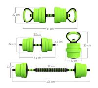 Sportnow Weight Dumbbells Set, Barbell, Kettlebell, Push Up Stand, 30Kg, Green