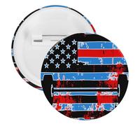 Weight Lifting A-mericans Flag Buttons Pin Badges Tinplate Lapel Pins Crafts for Shirts Clothes Bag Accessory 1PCS