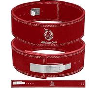 Weight Lifting Belt by AG - 4-inch Wide & 8mm Thick Leather Weightlifting Belt with LEVER Buckle - Gym Lifting, Powerlifting, Workout, Weight Belt for Men & Women (Red, Large)