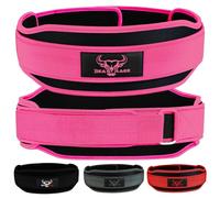 Weight Lifting Belt Double Strength 5.5 Padded Neoprene Back Gym Bodybuilding Deadlifts Lifting Exercise Fitness Workout Belts Men Women Lumbar Training Core Support (S, Pink)