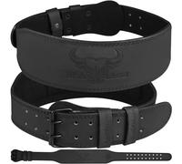 Weight Lifting Belt Leather Heavy Duty Gym Body Building Workout Training Weight Lifting Belt 10 Adjustable Holes 4” Padded Lumbar Back Support Exercise Powerlifting Fitness (Jet Black,S)